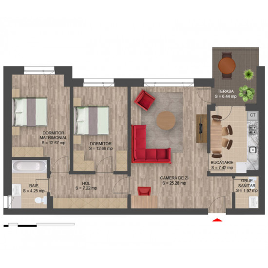 apartament modern cu 3 camere de vanzare in Bucuresti Nord, zona Băneasa